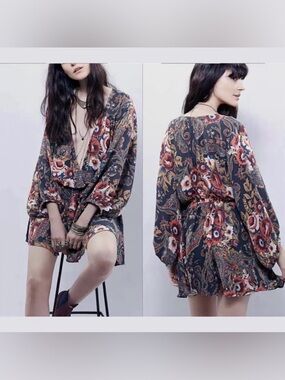 free people high plains tunic paisley dress